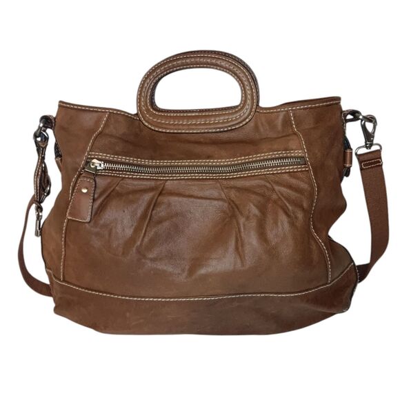 Vintage Fossil Brown Soft Leather Satchel Tote Doctor Messenger Bag With Strap - Picture 1 of 13